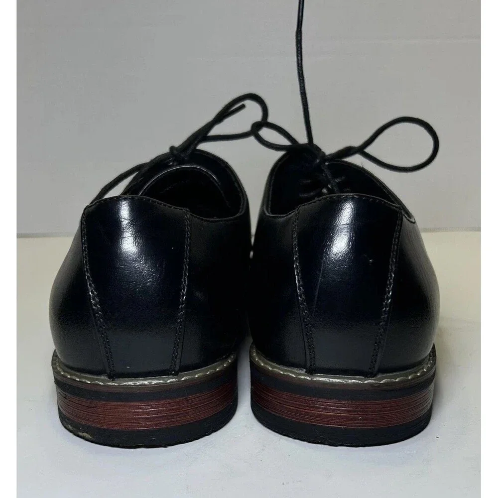 MOFRI Dress Shoes Men's Size 11 Black Faux Leather Cap Toe Lace Up OTCANDY18